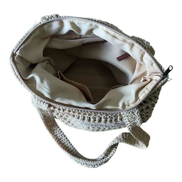 The SAK Tan & Gold Crochet ZIp Inner & Outer Pockets Shoulder bag - Picture 7 of 16